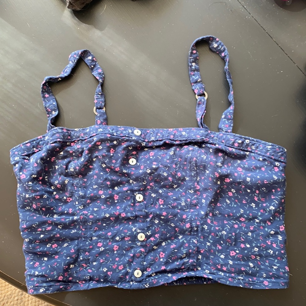 Abercrombie Blue floral crop top